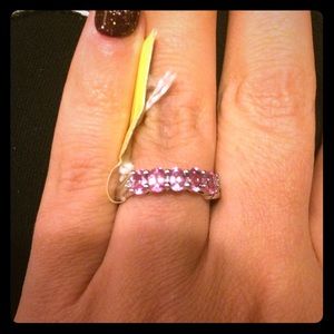 10K White Gold Pink Sapphire/Diamond ring - sz 7